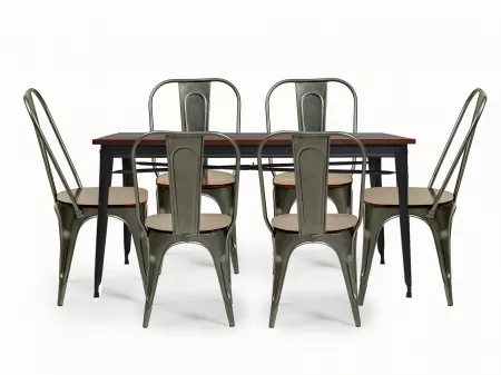 Daisy 6 Seater Dining Set in Dark Grey Color
